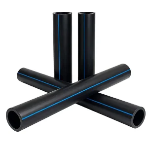 Municipal Irrigation PE100 HDPE High Pressure Water Supply Pipe 110mm Black Blue Stripe 100%