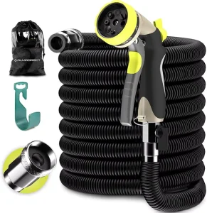 Newly Designed 50ft Extendable Plastic TPE Garden Hose Reel Double Layer Natural Latex Inner Tube ANSI Certified Adjustable