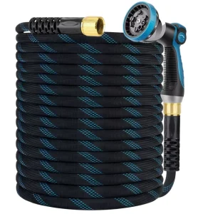 Non-Expanding 50 ft Kink Free Flexible Lightweight Leak Proof Anti-UV Polyester Garden Hose with Super Fabric