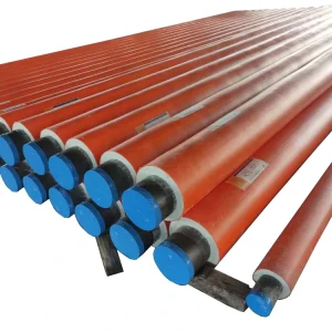 Orange HDPE Jacket Thermal Insulated Steel Pipe PU Foam Core CE Certified For Hot Water Supply