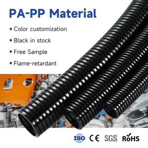 PA66 Corrugated Hose Steel Wire Reinforced Plastic Protective Tube Flexible Conduit Fittings for Pipe