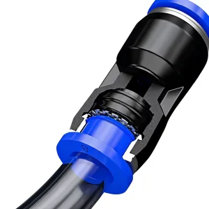 PBT Plastic Stainless Steel Blue Straight Air Line Quick Coupler Compatible 6/8/10/12/14/16mm Pneumatic High Pressure Hoses
