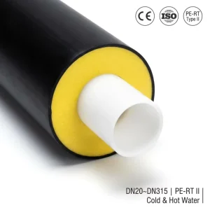 PE RT II Pre Insulated Pipe DN20 DN315 Thermal Conductivity 0.033W/mK Underground Direct Buried Cold Hot Water Insulation