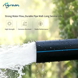 PE100 HDPE Water Supply Pipe Black Plastic PE Pipe With Blue Strip for Municipal Drinking Water Project