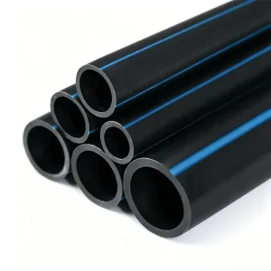 PE100 HDPE Water Supply Pipe Black Plastic PE Pipe with Blue Stripe for Municipal Drinking Water Project