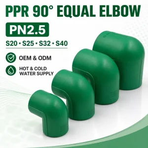 PN2.5 PPR 90 Degree Equal Elbow 20mm 25mm 32mm 40mm Socket Fusion Pipe Fitting for Hot Cold Water Supply