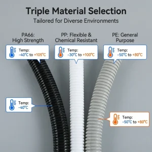 PP Corrugated Hose Steel Wire Reinforced Flexible Plastic Protective Tube Conduits & Fittings