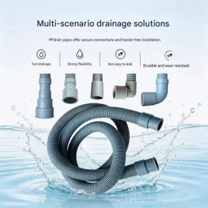 PP Corrugated Plastic Drain Hose Wear Resistant Washing Machine Dishwasher Sewer Water Outlet Drainage Tube for Household