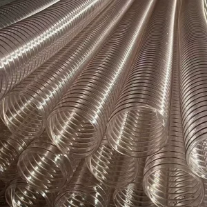 PU Ducting Hose 100mm Transparent Heavy Duty Polyurethane with Copper Plated Steel Wire Temp Resistant