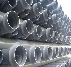 PVC Corrosion Resistant Round Water Supply Pipes Blue White Grey Orange 400-630mm Diameter 4m/6m Length ISO4422 Standard