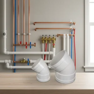 PVC Drainage Pipe Fittings PVC Plastic Pipe PVC 45 Degree Elbow Reinforced for Drainage System