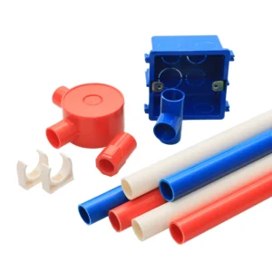 PVC Electrical Conduit Pipe Set Plastic Tube Junction Box Connector Clip Blue Red White Building Wiring Light Weight