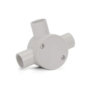 PVC Electrical Enclosure Circular Junction Electric Conduit Pipe Fitting Solid Inspection Tee Waterproof Grey White Customizable