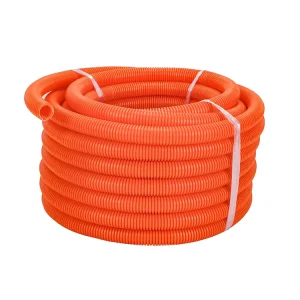 PVC Flexible Conduit Corrugated Pipe Tube Medium Duty UV Resistant High Impact Strength Grey Orange