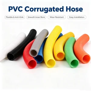 PVC Plastic Corrugated Conduit Tube Flexible Electrical Wire Protection Hose Cable Sleeving Pipe Multi Colors Optional
