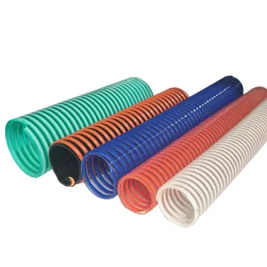 PVC Plastic Reinforced Spiral Pipe Sewage Suction Discharge Material Conveying Negative Pressure Flat Rib Length Shape Beef