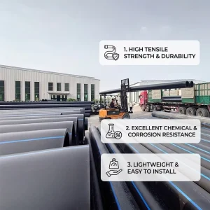 Plastic PE100 Flexible HDPE Pipes PN16 Black Water Supply Tubes Black PE