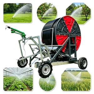 Portable 50mm Reel Sprinkler 200m PE Pipe with Tractor Hitch for Small Farm