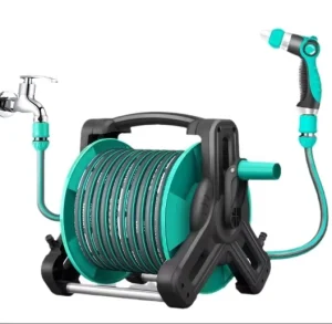 Portable Plastic Garden Hose Reel Cart with Wheels CNS Certified Heavy Duty 30m Capacity for Car Wash