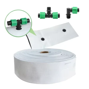 Pre Holed Layflat PE Flexible Water Belt Drip Irrigation Main Pipe for Home Garden Farm Agricultural Watering Gardening Farming