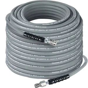 Pressure Washer Hose 50FT Kink Resistant High Tensile Wire Braided Rubber 3/8″ Quick Connect Hot Cold Water 4000 PSI