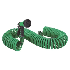 Recoil Garden Hose 25FT EVA Water Hose with 7-Pattern Spray Nozzle Curly Self Coiling Lightweight Garden Hose