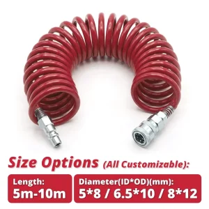 Recoil Pneumatic Hose Nylon PU Spiral Air Hose Stretchable High Elastic Wear Resistant for Truck Air Brake System Free Sample