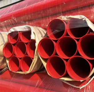 Red Epoxy Coated Carbon Steel Fire Sprinkler Pipe ERW Welded Grooved End Fire Fighting Water Tubes for Building Safety