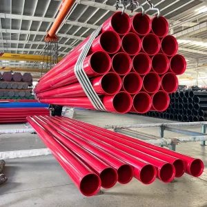 Red Painted 8 Inch Fire Protection Sprinkler Fighting Water Steel Pipe Plastic Coated Fire Tube