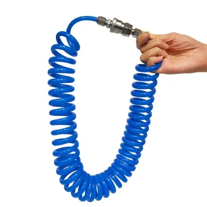 Reinforced High Pressure Flexible Spiral Air Brake Polyurethane (PU) Coil Tube Air Compressor Hose with Quick Connect Fittings