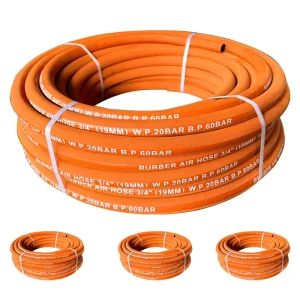 Rubber Hoses for Air Compressors 300 PSI High Strength Flexible Compressed Air Tubing for Pneumatic Equipment