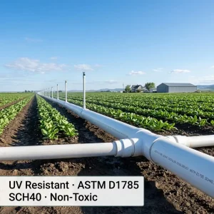 SAM UK PVC Pressure Pipe ASTM D1785 SCH40 White UV Resistant 1 2″ 4″ for Agricultural Irrigation Industrial Water Supply