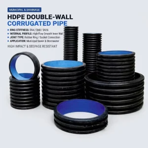 SN4 SN8 SN16 18 Inch HDPE Double Wall Corrugated PE Drainage Pipe Dwc Hdpe Plastic Culvert Pipe