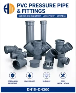 Socket UPVC Pressure Pipe Fittings with Rubber Seal Ring Push Fit Plastic Plumbing Connectors for Water Supply