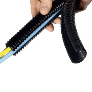 Split Loom Tubing Black Flexible Plastic Corrugated Tubes