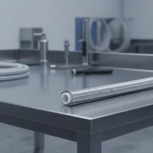 Stainless Steel Braided PTFE Flexible Convoluted High Pressure Industrial Fuel Hose E85 AN8 Durable Customizable Size Cutting