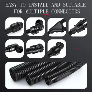 Thickened PP AD18.5 Plastic Corrugated Tube Threading Hose Black Pipe Wire and Opened Cable Sheath