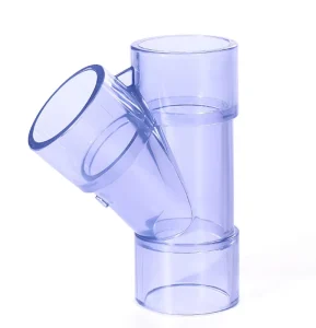 Transparent UPVC Y Type Oblique Tee Fitting High Pressure Welding Connection for Drain and Water Supply Pipes