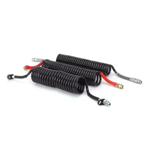 Truck Trailer Air Brake PU Polyurethane Pneumatic Spiral Hose Set 12mm Yellow Red Black