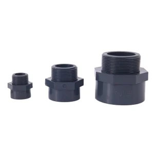 UPVC Male Threaded Adapter 1 2 3 4 for Swimming Pool Chemical Accessories DIN Standard Grey Chemical Resistant