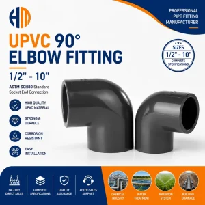 UPVC SCH80 90 Degree Elbow ASTM Standard Chemical PVC Pipe Fitting Dark Gray Socket Elbow for Water Supply