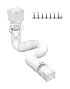 White Downspout Extender for Rainwater Drainage Flexible Down Spout Drain Extension Pipe Extendable From 21 to 66 Inches