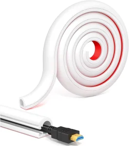 White Modern Silicone Flexible Self Adhesive Electric Cable Trunking One Cord Side Opening Wire Covers Wall TV Cable Hider 2M