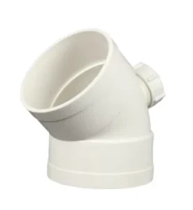 White PVC Drainage Plastic Pipes 45 degree Elbows Inspection Ports ISO Standard Customized Length Hygienic