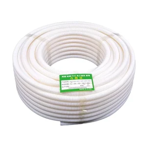 White PVC Fire Retardant Plastic Corrugated Tubing Electrical Conduit Wiring Insulation Sleeving Fire Protection