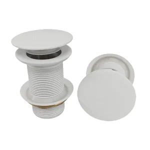 White Spray Painted Brass Pop-Up Sink Drain 1 1/4 Inch Spring Loaded Anti-Leak Waste for Bathroom Wash Basin