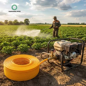 Yellow Color High Pressure Spray PVC Washing Machine Hose ISO9001 Certified Durable Anti-UV Power Spray Hose